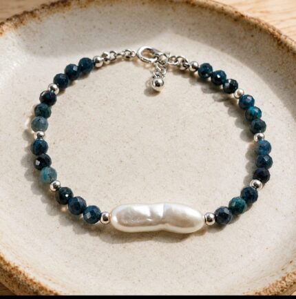 Pulseira de Crisocola com Pérola Biwa