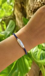 Pulseira de Lápis Lazuli com Pérola Biwa